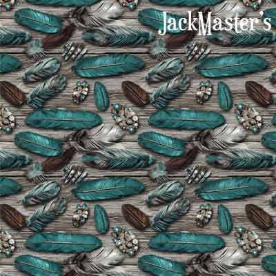 WESTERN TURQUOISE FEATHERS PRINTED PATTERN HTV | Jack Master's
